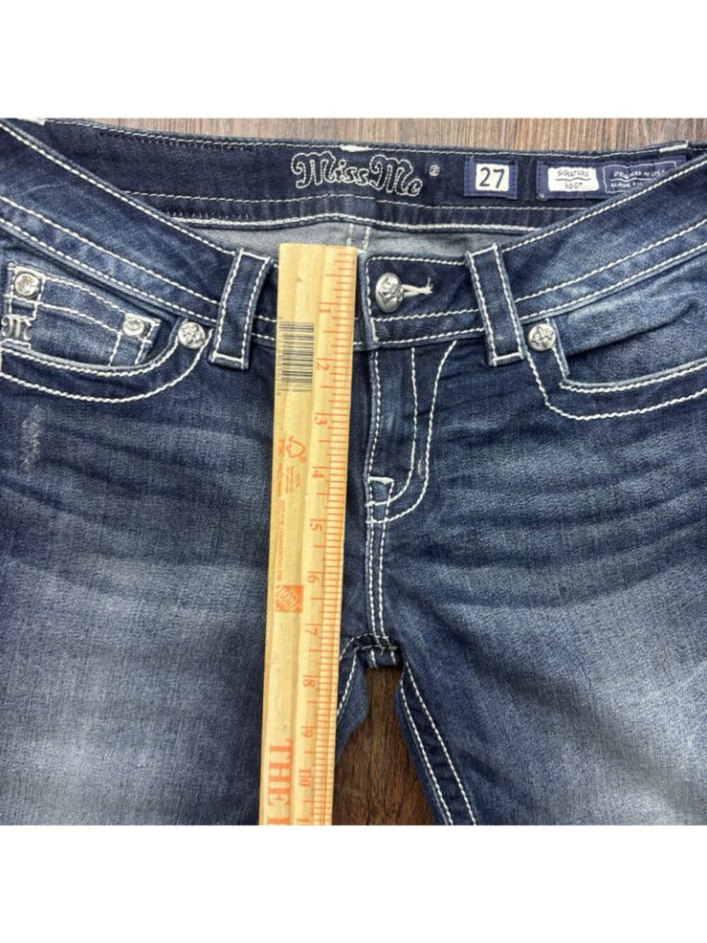 Miss Me L Bootcut Jeans Embellished Sequins Dark Wash Women’s Size 27 - Picture 8 of 12